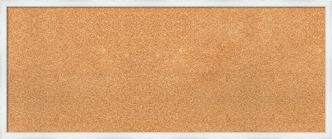 Amanti Art Natural Cork Board for Wall, 17x41 Vision Board with White Frame, Large Corkboard Office Decor for Home Organization, Country Rustic Corkboard Pinboard to Display Items for Home