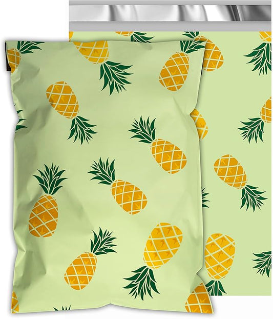 Poly Mailers 12x15.5 Inch 50 Pcs - Pineapple printed Shipping Bags, 2.4mil Thickness, Waterproof and Tear Resistant Mailing Envelopes, Self-Sealing Packaging Bags for Small Business
