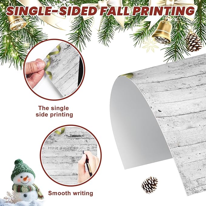 250Pcs Christmas Stationery Paper and Envelope Set with 100 Letterhead Papers and 50 Envelopes, 10 Design for Letter Writing Invitations Computer Holidays Party Notes, 8.5x11 Inch-Wood Grain