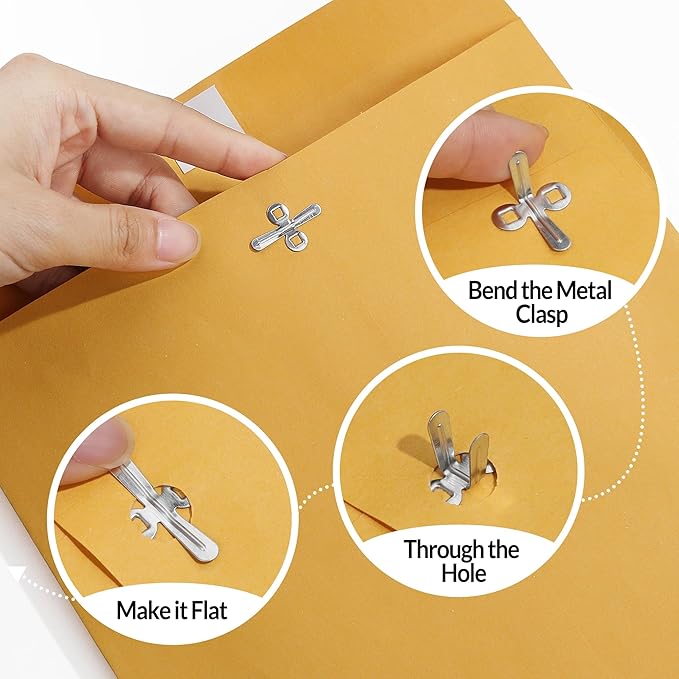 SUNEE 6x9 Clasp Envelopes 100 Count - 6x9 Inch Brown Kraft Envelopes with Clasp Closure – for Home, Office, Business, Legal or School, Great for Filing, Storing or Mailing Documents