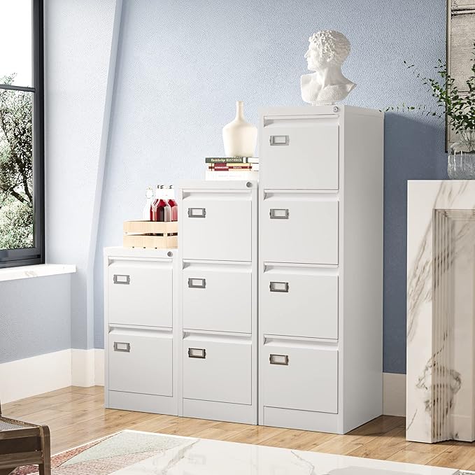 2 Drawer File Cabinet, Filing Cabinets for Home Office, Metal Vertical File Storage Cabinet with Lock, Locking File Cabinet for A4 Legal/Letter, 15" W x 17.7" D x 27.1" H, Assembly Required