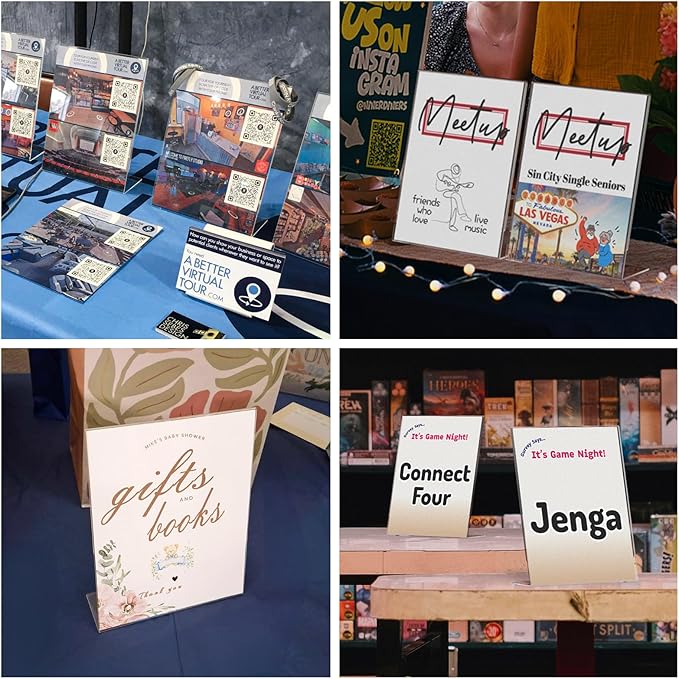 NIUBEE Slanted Back Acrylic Sign Holder 8.5 x 11 Inches, Clear Plastic Sign Holder Paper Display Table Stand for Office, Store, Restaurant (3 Pack)