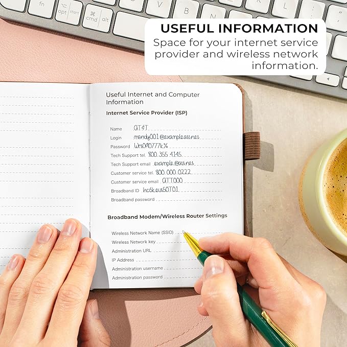 Clever Fox Password Book with alphabetical tabs. Internet Address Organizer Logbook. Small Pocket Password Keeper for Website Logins (Brown)