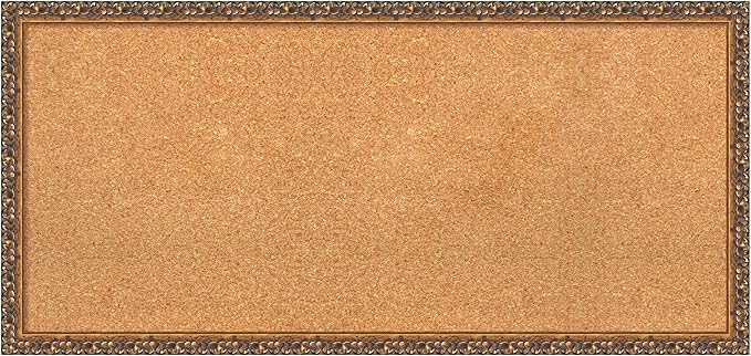 Amanti Art Natural Cork Board for Wall, 18x38 Vision Board with Bronze Frame, Medium Corkboard Office Decor for Home Organization, Traditional Corkboard Pinboard to Display Items for Home