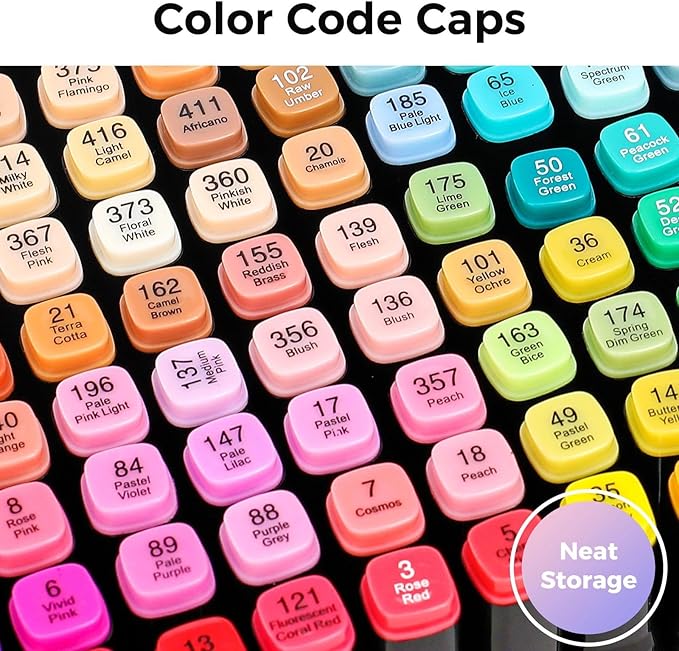 Soucolor Alcohol Markers 320 Colors with Case & Holders, Dual Tips Chisel & Fine Art Markers for Adult Coloring Kids Drawing, Artist Markers Art Supplies for Blending Sketching