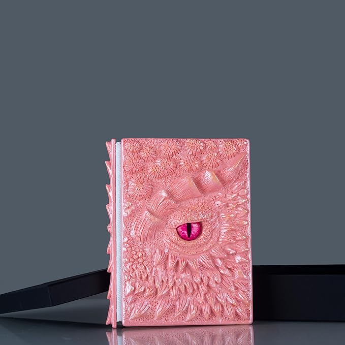 3D Dragon Eye Embossed Journal,Resin Engraving Notebook,Dnd notebook for Dragon Lovers ，Blank Paper,Hardcover Travel Notepad for Writing,Sketchbook,Collection,Gift,Decoration A4 and A5 Size (A5-Pink)