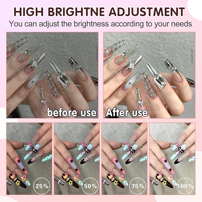 Half Moon Nail Desk Light, 35inch Foldable LED Nail Tech Lamp for Desk, 3 Color Adjustable 3000K-6000K Dimmable Manicure Table Lamp, 45W Large Nail Light with Phone Holder for Beauty, Lash (Pink)