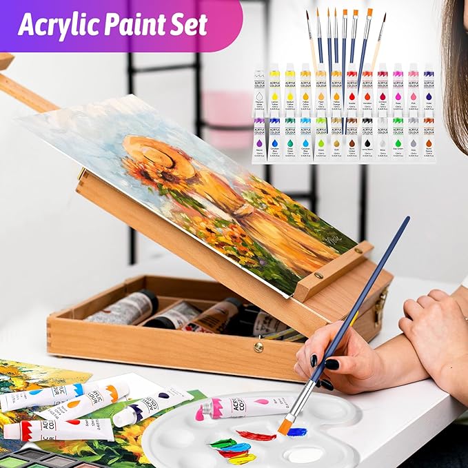 iBayam Arts and Crafts Kits for Kids Teens Girls Boys Adult, 195-Pack Deluxe Art Set Box with 3 PCS Drawing Pads, Canvases, Acrylic Painting, Drawing & Art Supplies for Pumpkin, Halloween, Christmas
