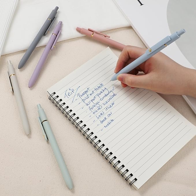 FIOVER Gel Pens, 6pcs Blue Ink Medium Point 0.7mm Smooth Writing Pens with Comfort Grip, Aesthetic Ballpoint for Journaling School Office Supplies, Gifts for Women Men (6PCS Blue Ink)