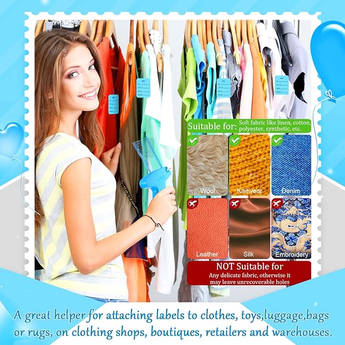 Chumia 3576 Pcs Stitch Tag Gun for Clothes, Quick Clothing Fixer, Tagging Gun with 3000 Barbs, 5 Needles and 100 Price Tags, Sewing Kit for Retail Stores, Garage Yard Sales(Sky Blue)