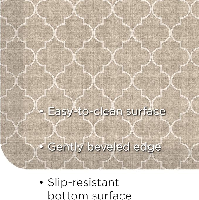 NewLife by GelPro Anti-Fatigue Designer Comfort Kitchen Floor Mat, 20x72, Trellis Khaki Stain Resistant Surface with 3/4” Thick Ergo-Foam Core for Health and Wellness