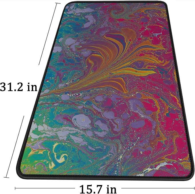 Large Extended Gaming Mouse Pad with Stitched Edges, Durable Non-Slip Natural Rubber Base, Waterproof Computer Keyboard Pad Mat for Esports Pros/Gamer/Desktop/Office/Home - Red Green