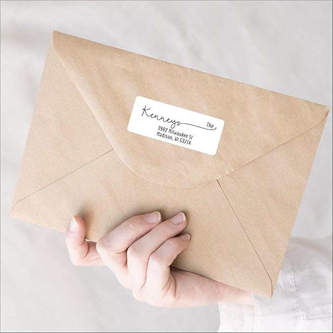 White Address Labels - Personalized Return Address Labels, Mailing and Shipping Labels for Envelopes, Packages, Business, and Home Use (no icon)