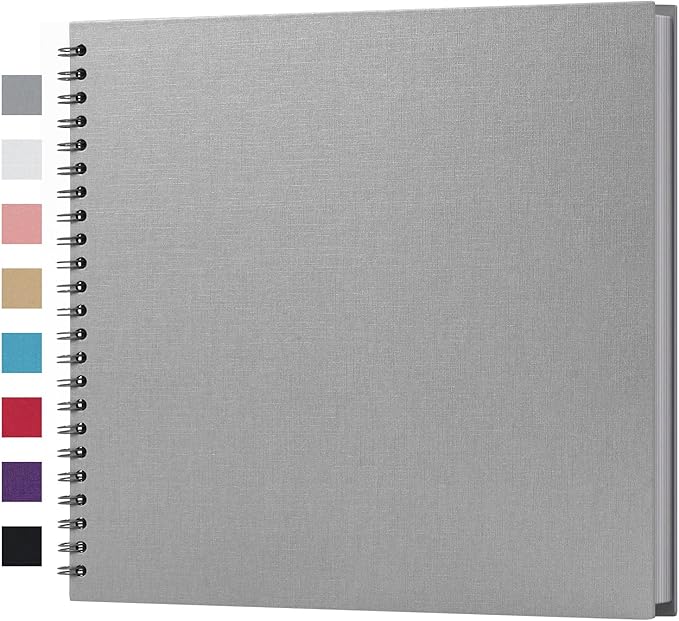 potricher 12 x 12 Inch DIY Scrapbook Album 40 Pages Hardcover Kraft Paper Scrap Book Photo Albums Memory Book for Wedding and Anniversary Family (Gray, 12 Inch)