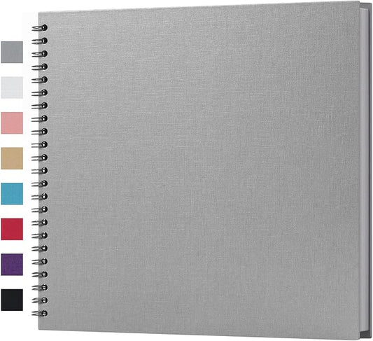 potricher 12 x 12 Inch DIY Scrapbook Album 40 Pages Hardcover Kraft Paper Scrap Book Photo Albums Memory Book for Wedding and Anniversary Family (Gray, 12 Inch)