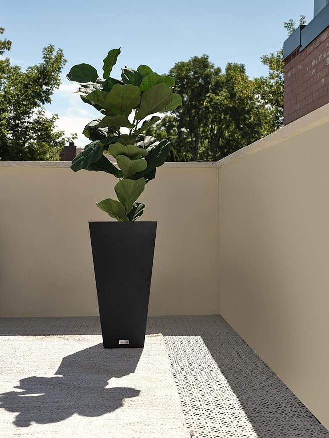Veradek V-Resin Indoor/Outdoor Taper Planter, 2-Pack (26 inch, Black)