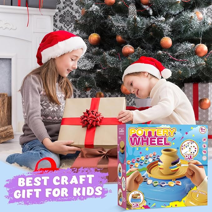 TingingYuli Pottery Wheel for Kids,Complete Pottery Kit and Tools for Beginners,Arts and Crafts Toys for Kids Ages 8-12,Art Supplies Birthday Gifts for Boy Girl Age 6 7 8 9 10 11 12 (Pink/Purple)