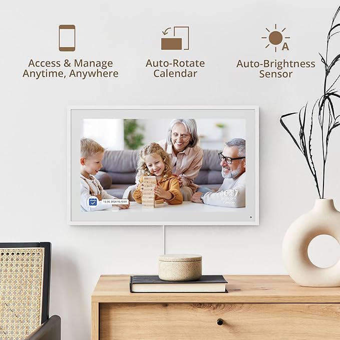 Digital Calendar 15.6" Chore Chart – 1080P Full HD Interactive Touchscreen, Smart Family Planner, Hearth Display Digital Wall & Desk Mountable for Seamless Scheduling