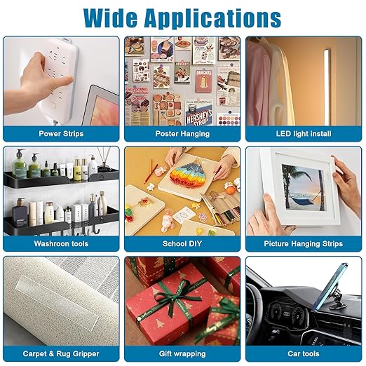 Double Sided Tape 2in X 9.85ft，Heavy Duty Removable Mounting Tape, Picture Hanging Adhesive Strips