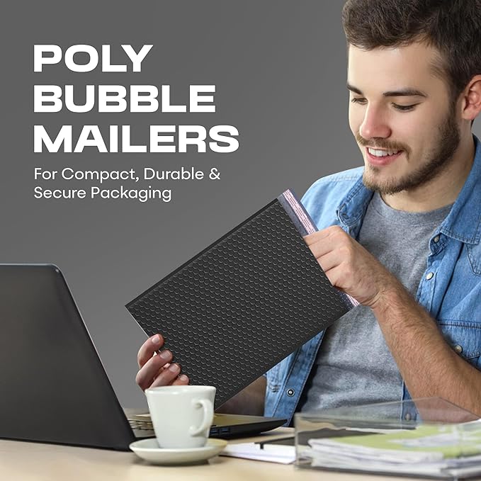 Black Small Poly Bubble Mailers 6x10 inch #0 | Self Seal Padded Envelopes | Cushioned Bubble Mailer | Usable Size 6x9 | WaterProof | Lightweight mailing Shipping Bags | 250 Pack Bulk