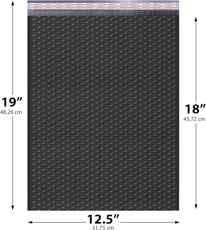 Black 12.5x19.5 Inch Large Poly Bubble Mailers #6 | Padded Envelopes with Self Seal | Air Lined Cushioned Bubble Mailer | Usable Size 12.5x15 | 100 Pack Bulk | Lightweight shipping Bags