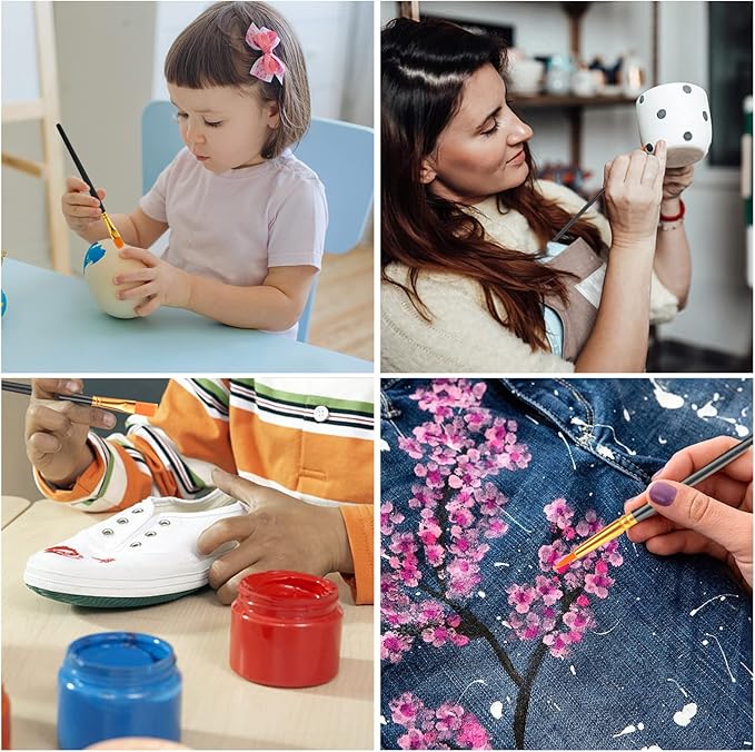 ESRICH Acrylic Paint Brushes Set,8Packs /80 Pcs Black Nylon Paintbrushes, Suitable for Acrylic Oil Watercolor Rock Body Face Nail Art,Perfect Suit of Art Painting, Best Gift for Kids Adult Drawing