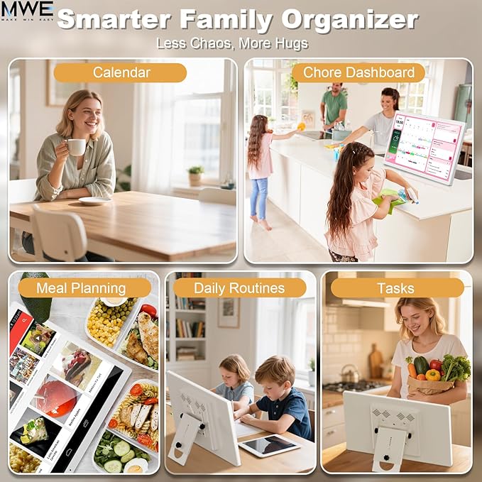 MWE 32 Inch Touchscreen Digital Calendar, Wall Planner, Desktop Smart Electronic Calendar, 8GB+128GB Android 13, Supports Google Play Apps, Office Desk Assistant & Family Schedules, Wall/Desk Stand