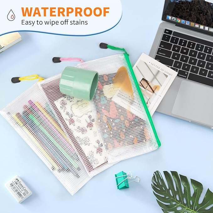 Umriox 32PCS 16 Color Mesh Zipper Pouch Bags, Pencil Pouches Bulk, Pencil Bags with Zipper for Office Supplies and Tavel Storage