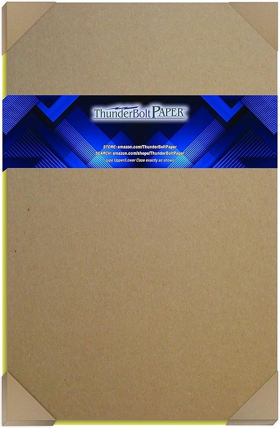 25 Sheets Chipboard 24pt (Point) 11 X 17 Inches Light Weight Tabloid Size .024 Caliper Thickness Cardboard Craft Packaging Brown Kraft Paper Board