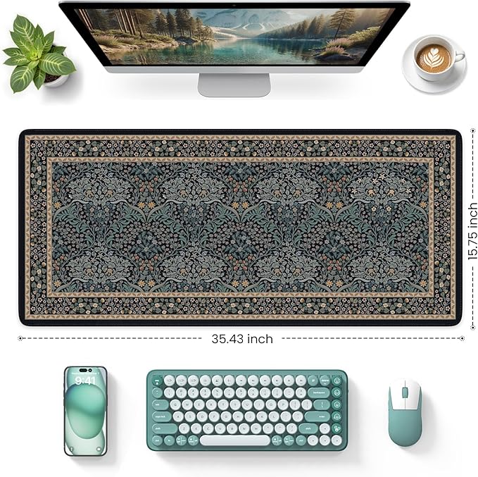 iCasso Desk Cover Mat, Office Mouse Pad, Desk Protector Mat, Extra Large Matt for Desktop,Anti-Slip XXL Big Mousepad with Stitched Edges for Computer Keyboard