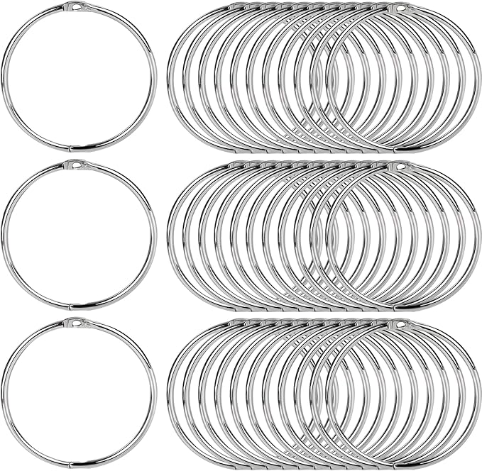 3 Inch Loose Leaf Binder Rings (36 Pack), Nickel Plated Metal Book Rings for Index Cards, Documents, Keychains, DIY Crafts, Office, School, and Home Supplies (3-inch)