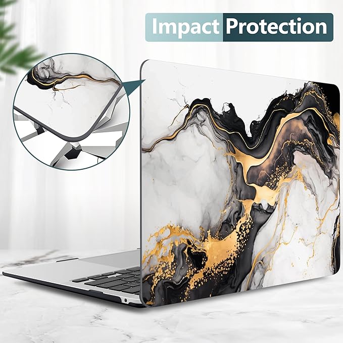 DONGKE Compatible with MacBook Air 13 inch Case 2021 2020 2019 2018 Release A2337 M1 A2179 A1932 with Retina Display & Touch ID, Plastic Hard Shell & Keyboard Cover - Abstract Marble