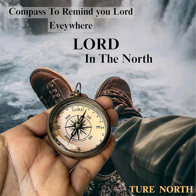 Trust in The Lord with All Your Heart -Proverbs 3: 5-6 Quote Engraved Compass with Wooden Box, Baptism Gifts for Boys, Inspirational Gifts Men, Graduation Day Gifts, First Communion Gifts