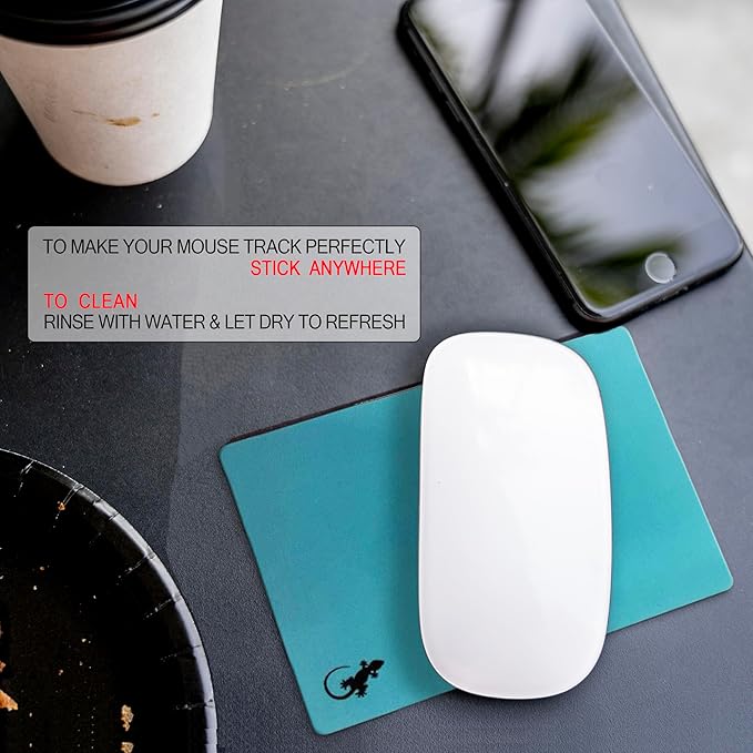 Mouse Pad Adhesive Bottom - Sticks to Any Surface - Portable - Webcam Covers and Screen Cleaner Included (2 Pack - Blue and Pink)