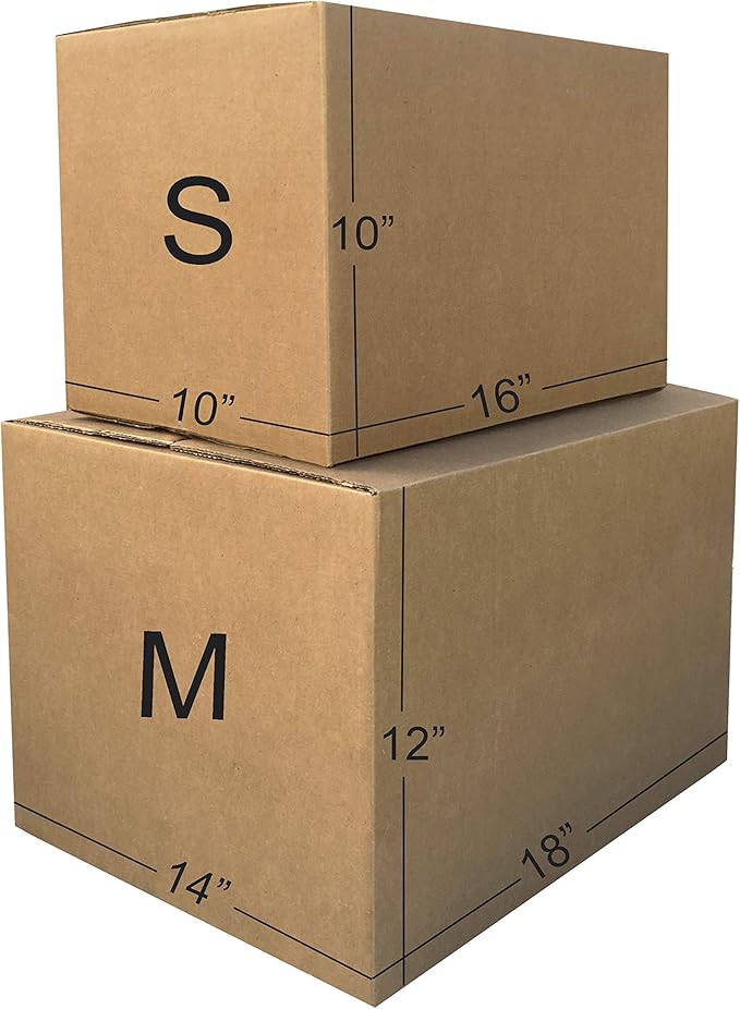 Amazon Basics Moving Boxes Kit, Small and Medium Cardboard Box Combo, 15 Pack, Assorted, Brown