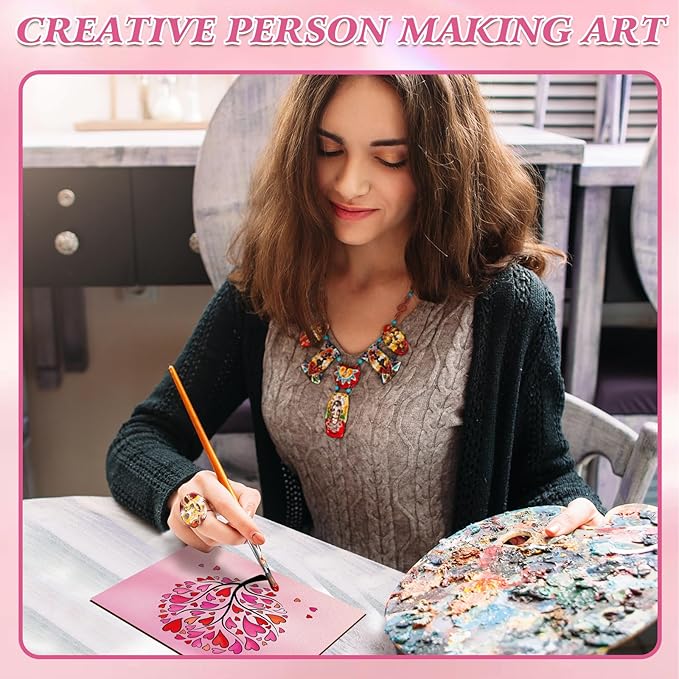 COCHIE 10 Pieces Large Valentine's Day Unfinished Wood Crafts to Paint for Kids Adults, Bulk Predrilled Wooden Ornaments for Painting, Heart Pattern Paintable Wood Slices Craft Supplies with Ropes