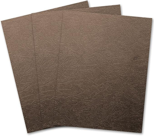 Binditek 100 Pack Grain Texture Paper Binding Presentation Covers, 230 GSM, 12 Mil, 85lb, Un-Punched, Square Corners, 8.5 x 11 Inches, Coffee Color, for Students and Coworkers