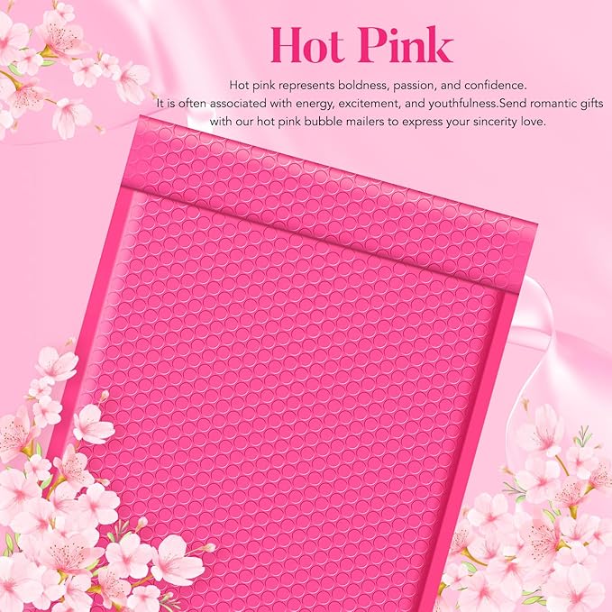 Fuxury Large Bubble Mailers 10.5x16" 40 Pack Self Seal Pink Padded Envelopes Waterproof Mailing Envelopes Bubble Padded Mailers for Packaging, Small Business #5