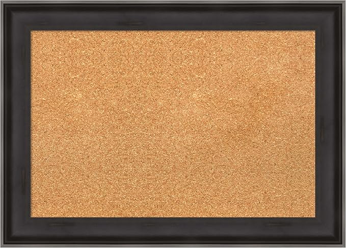 Amanti Art Natural Cork Board for Wall, 20x28 Vision Board with Black Wood Frame, Medium Corkboard Office Decor for Home Organization, Casual Corkboard Pinboard to Display Items for Home Organization