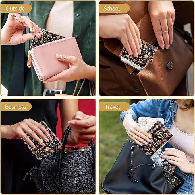 Pocket Calendar 2026-2027, Black 2026-2027 Monthly Planner - 3.7" x 6.7" - Runs from September 2025 Until December 2027, 2026 Pocket Planner with PVC Cover for Home, School, Office Supplies