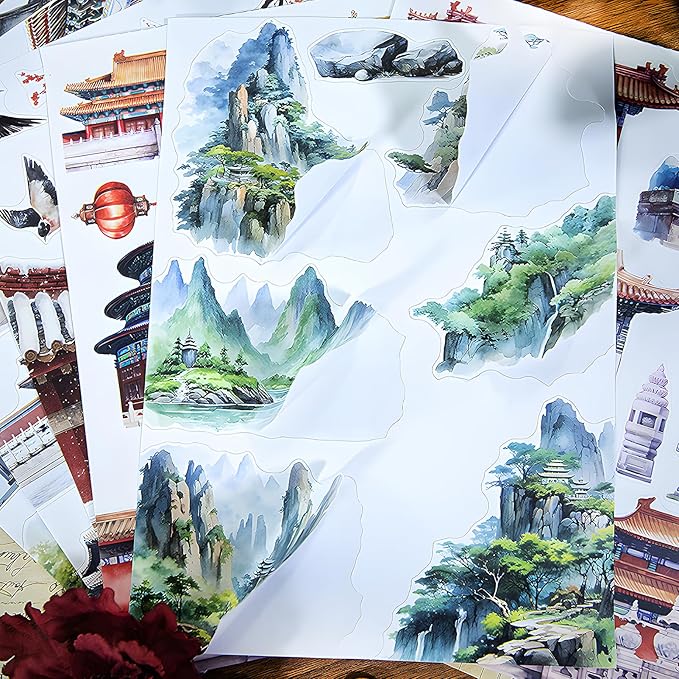 Snycler Ancient Times Theme Sticker Scrapbooking Supplies for Junk Journal, 20 Sheets PET Stickers - Vintage Journaling Stickers, Ephemera Sticker Book Pre Cut, Planner, Junk Journal Supplies