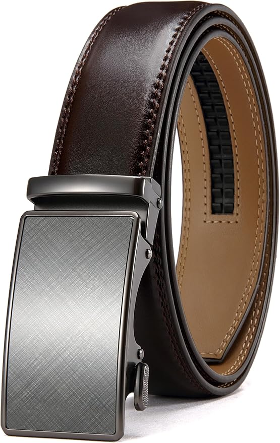 CHAOREN Mens Belt - Mens Ratchet Belt Leather 1 3/8" for Dress Pant - Micro Adjustable Belt Fit Everywhere