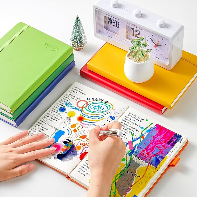 feela Dotted Journal Kit, Dot Grid Journal Hardcover Planner Notebook Set For Beginners Women Girls Note Taking with Journaling Supplies Stencils Stickers Pens Accessories, A5, 224 Pages, Gray