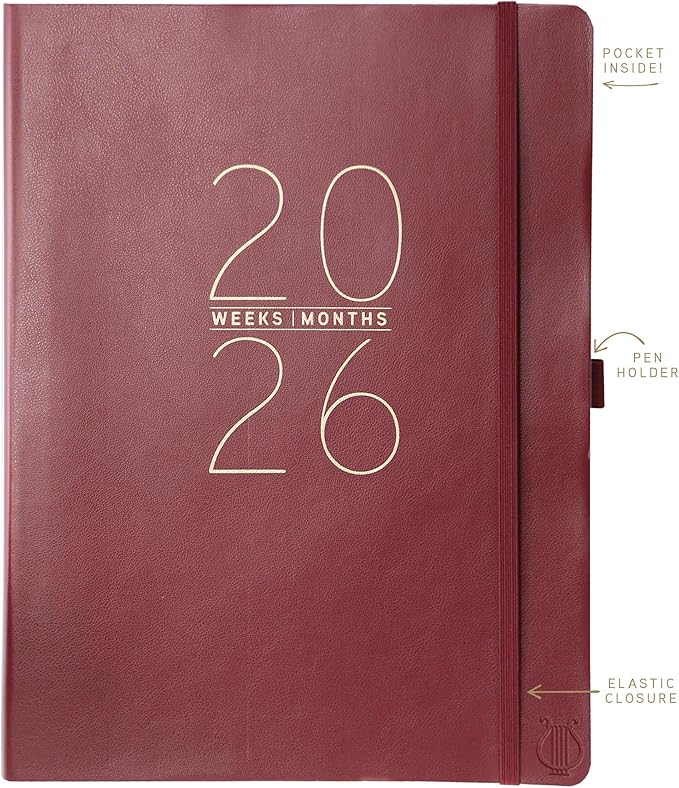 Graphique 2026 Apollo Business Planner | 18 Month Organizer, July 2025 - Dec. 2026 | Weekly & Monthly Spreads | To-Do List & Note Pages | Pen Loop | Vegan Leather | Red | 8” x 10”