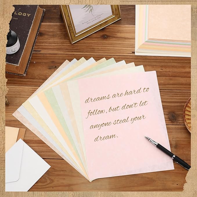 Epakh 200 Sheets Old Age Parchment Paper 8.5 x 11 Inch Standard Letter Vintage Colored Old Parchment Semblance Double Side Printing Paper (Mixed Color)