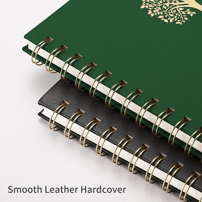 RETTACY Spiral Journal Notebook, 110 Numbered Pages, A4 Large Size (8.5'' x 11''), for Men & Women, Journaling, Writing, Work & Office, Leather Hardcover, 100 GSM Thick Paper (Dark Green)