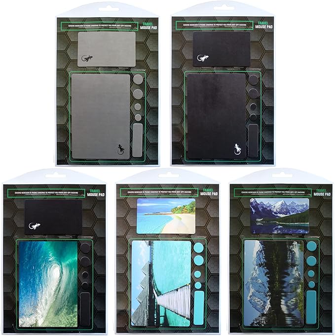 Mouse Pad Adhesive Bottom - Sticks to Any Surface - Portable - Webcam Covers and Screen Cleaner Included (5 Pack - TOP Picks)
