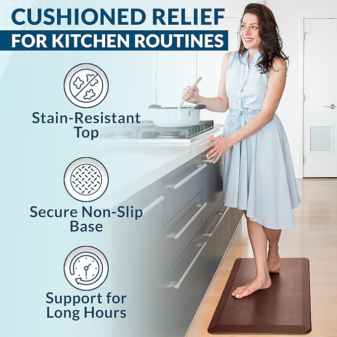 ComfiLife Anti Fatigue Floor Mat – 3/4 Inch Thick Kitchen Mats for Floor, Standing Desk Mat, Kitchen Rug – Comfort at Home, Office – Durable – Stain Resistant – Non-Slip Bottom (20" x 39", Brown)