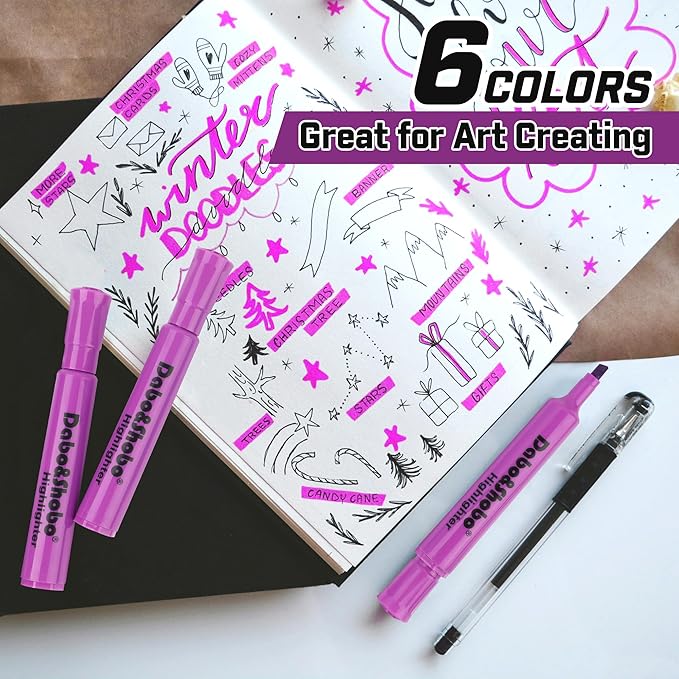 Dabo&Shobo Highlighters 108 Pack, Tank Style Highlighters Assorted Fluorescent Colors, 6 Bright Colors Chisel Tip Highlighter Markers for Coloring