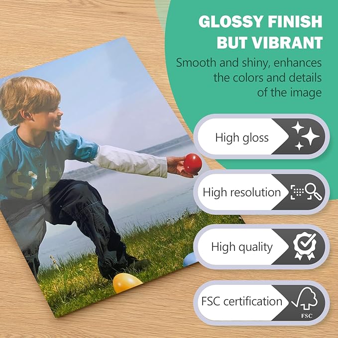 Glossy Photo Paper 4x6, 5x7, 8.5x11, 60 Variety Pack Bulk, Assorted Sizes, Inkjet printer, 52lb/200gsm